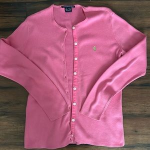 RALPH LAUREN SPORT PINK BUTTON UP CARDIGAN